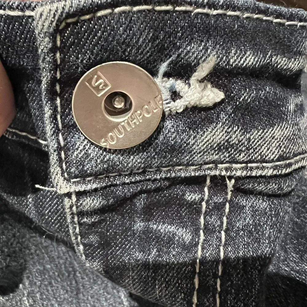 South Pole Denim Shorts‎ Men's 38 Slim Faded White Patch Stitching Y2K Grunge